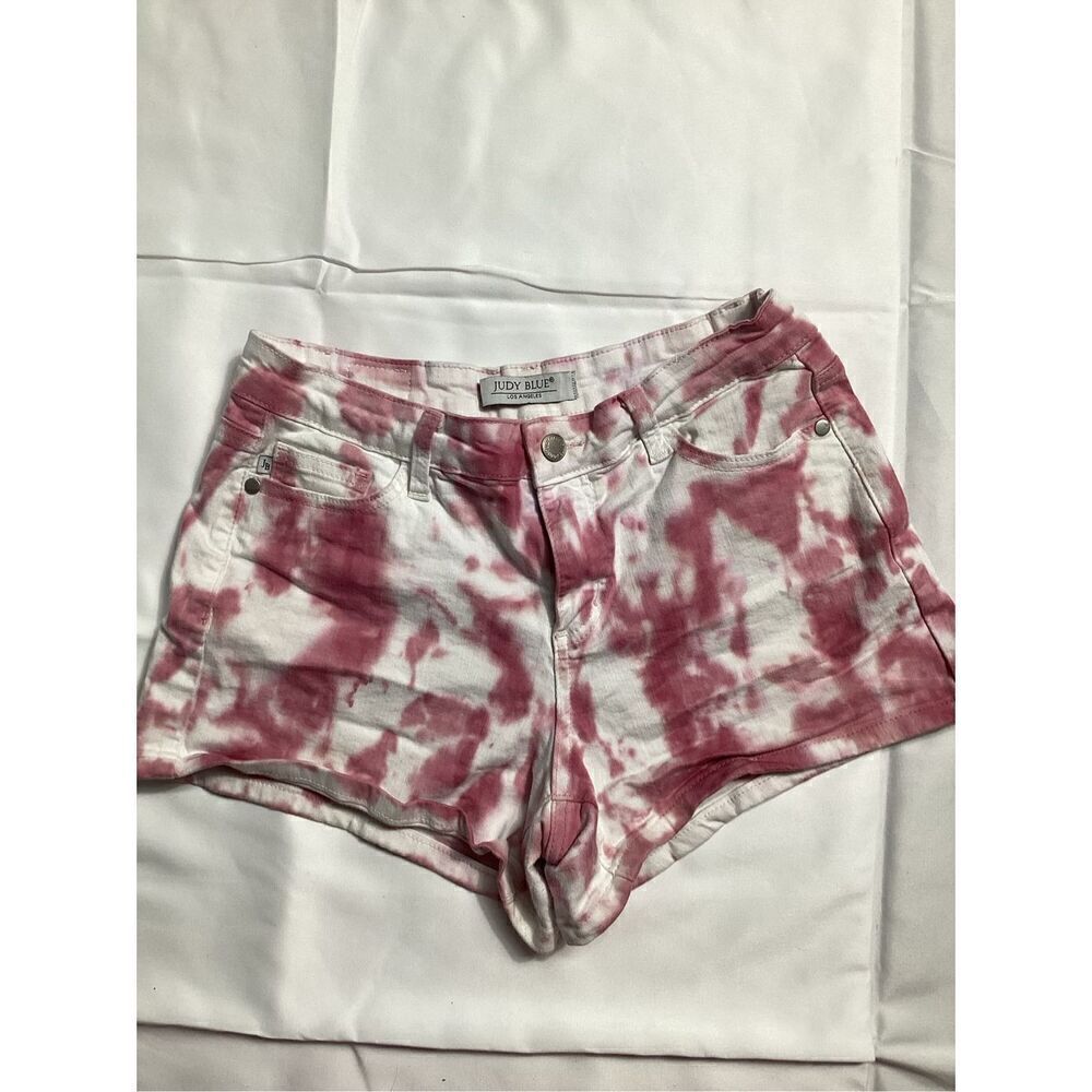 Judy Blue Tie Dye Stretch Shorts Pink White Sz M